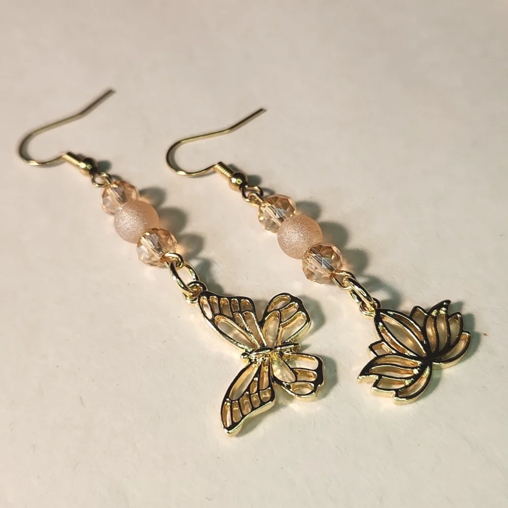 Handmade Charm Dangle Earrings 14k Gold Plated - Picture 5 of 7